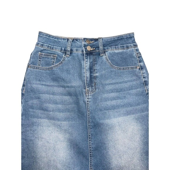 Juniors Midi Denim Jean Skirt Size Small - Picture 3 of 5